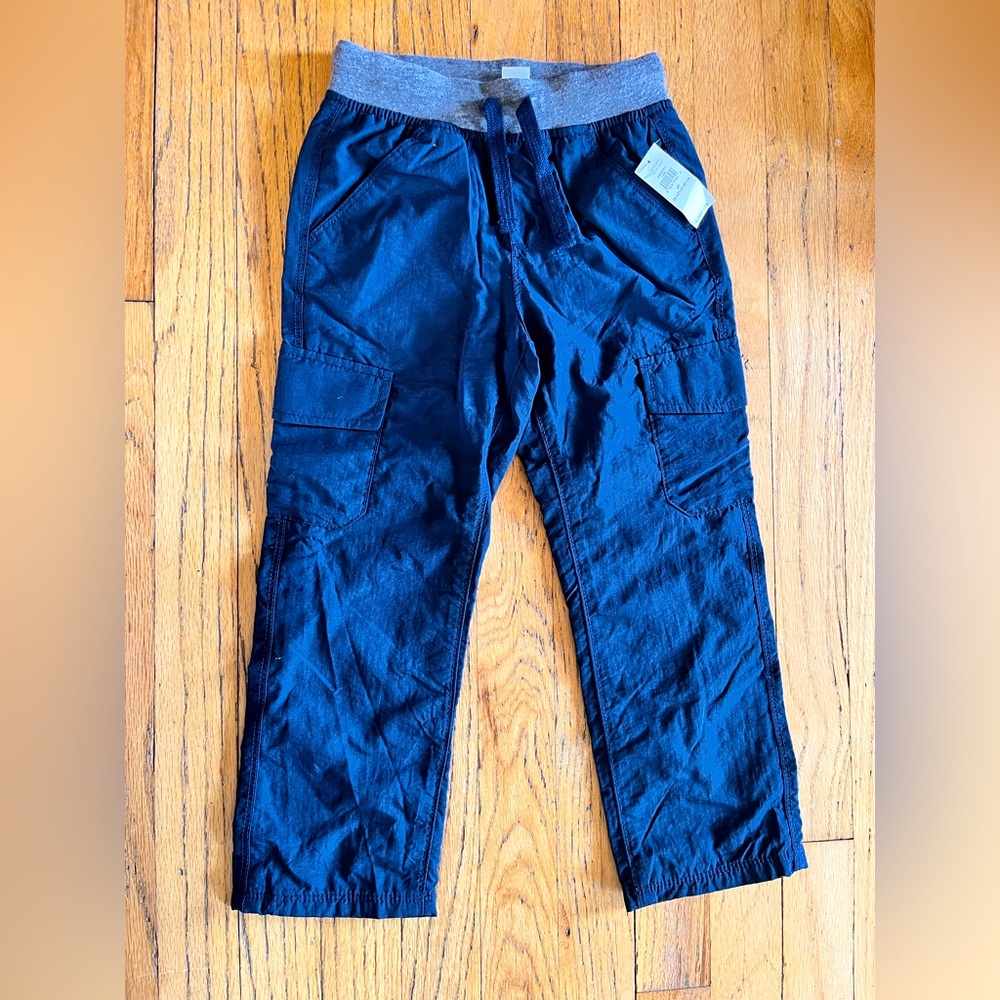 NWT Old Navy Boys Navy Colored Nylon Cargo Pants w/ Drawstring, Size 4T